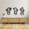 Set 3 Cactus de Madera Negro Mate - Imagen 2
