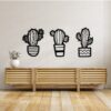 Set 3 Cactus de Madera Negro Mate